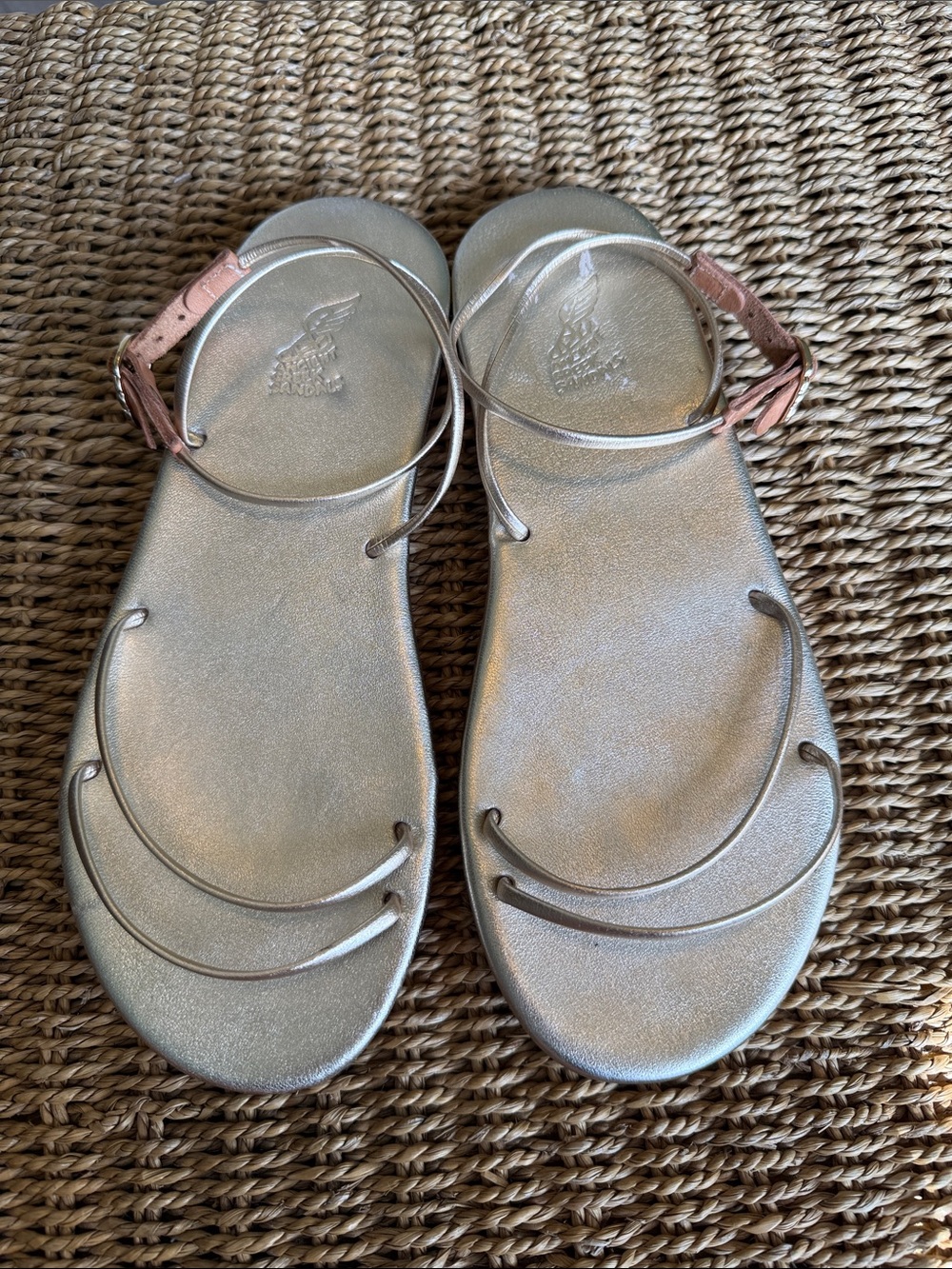 Ancient Greek Sandals Women's Gold Leather Strappy Ankle Wrap Sandals 38